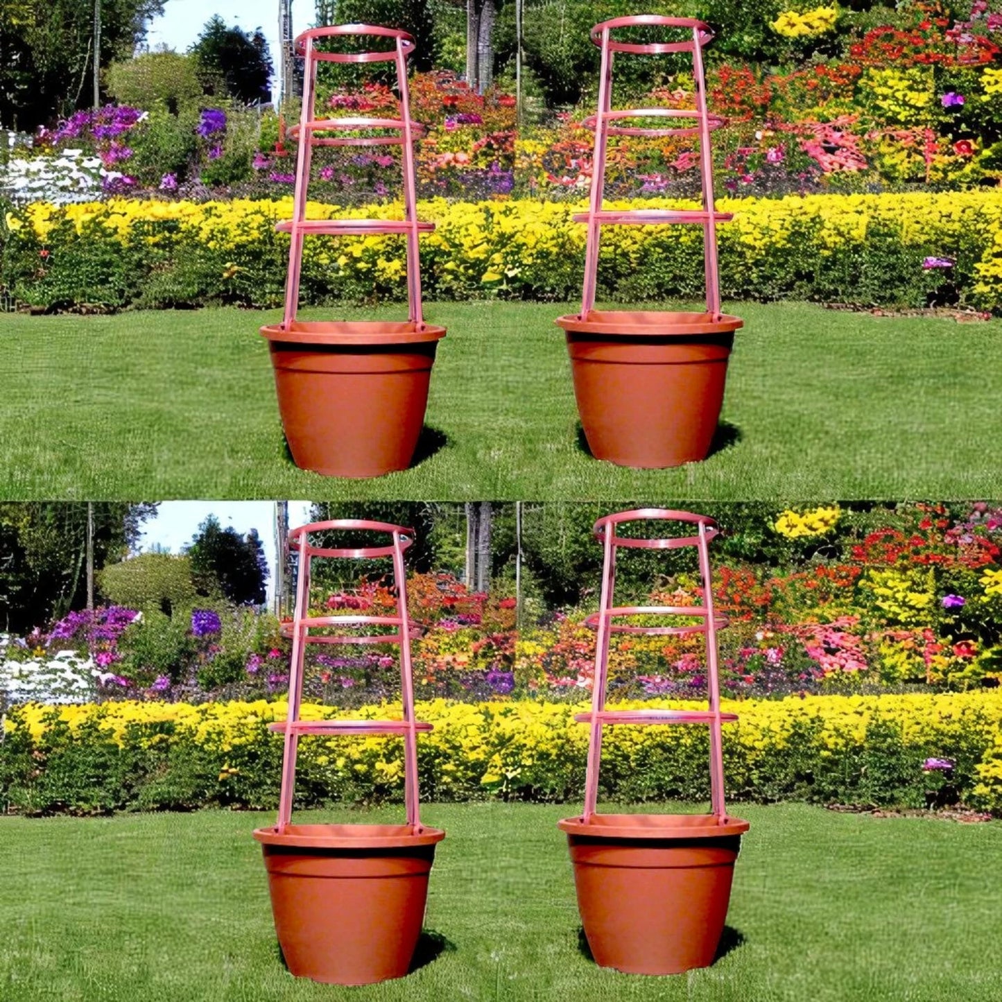 Bella 30cm Plastic Cage Planter – Terracotta Brown Pot with Support | 1/2/4 Pack