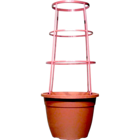 Bella 30cm Plastic Cage Planter – Terracotta Brown Pot with Support | 1/2/4 Pack