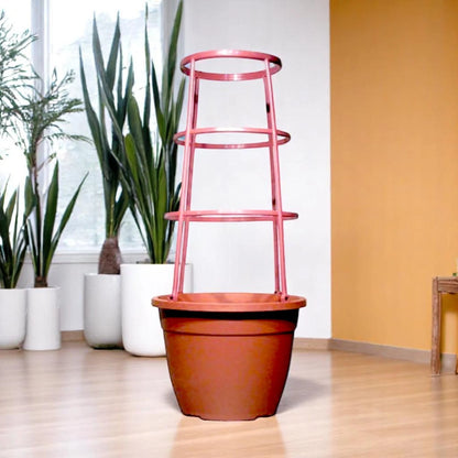 Bella 30cm Plastic Cage Planter – Terracotta Brown Pot with Support | 1/2/4 Pack