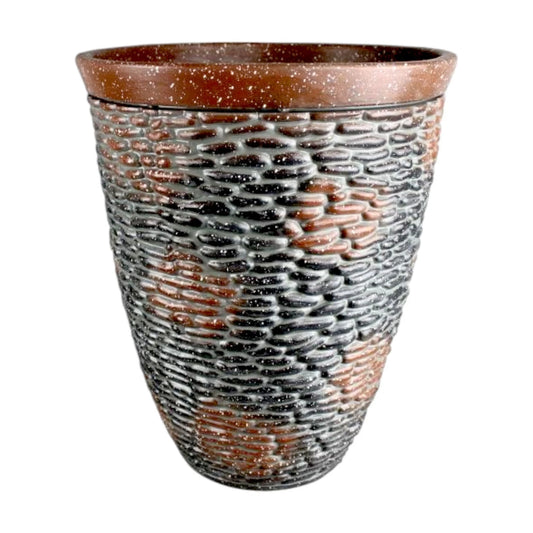 Rustic Stone Look Planter 45.6cm Tall – Brown Resin Pot | 1/2/4 Pack Options