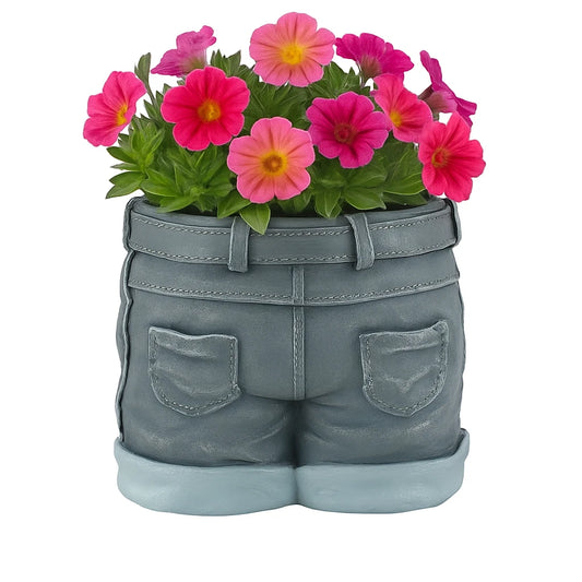 Novelty Denim Shorts Plant Pot Fun Jeans-Shaped Garden Planter – 22cm Tall
