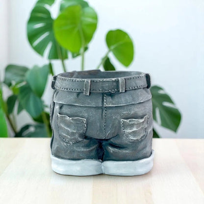 Novelty Denim Shorts Plant Pot Fun Jeans-Shaped Garden Planter – 22cm Tall