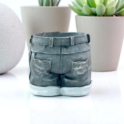 Novelty Denim Shorts Plant Pot Fun Jeans-Shaped Garden Planter – 22cm Tall