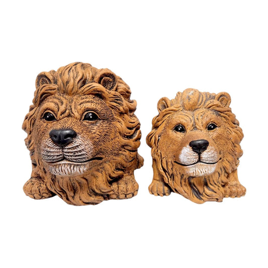 Rustic Lion Head Planter – Concrete Garden Ornament Pot – Small or Large