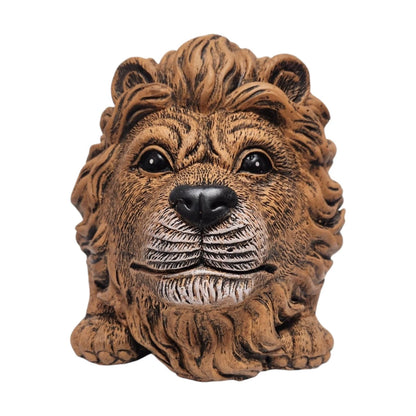 Rustic Lion Head Planter – Concrete Garden Ornament Pot – Small or Large