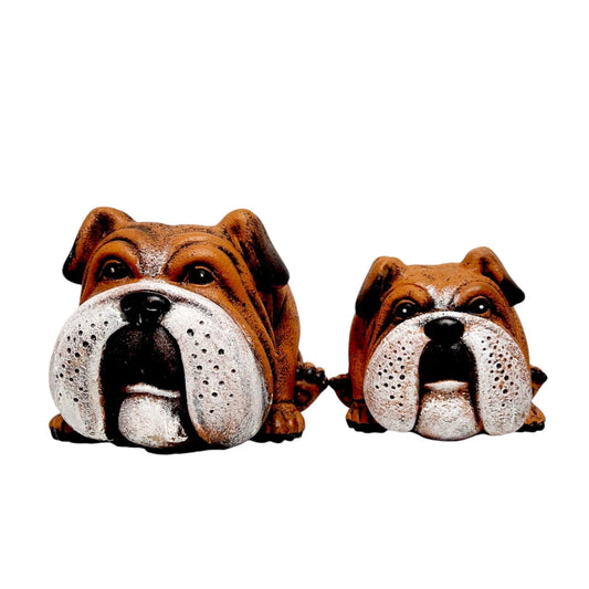 Bulldog Dog Resin Planter Pot – Animal Garden Ornament – Indoor/Outdoor Cement Effect – Large & Small Sizes