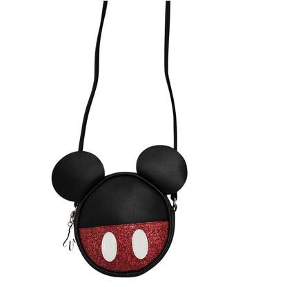 Girls Round Backpack Black with Red Polka Dot Bow & Ears | Kids Mini Nursery Travel Bag