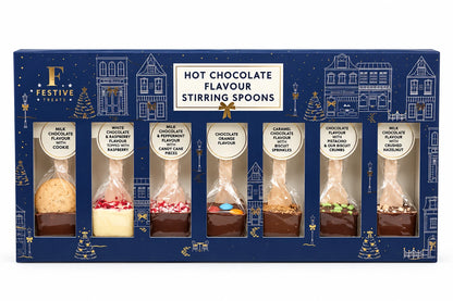 Hot Chocolate Flavour Stirring Spoons Gift Set – 7 Assorted Flavours – 280g