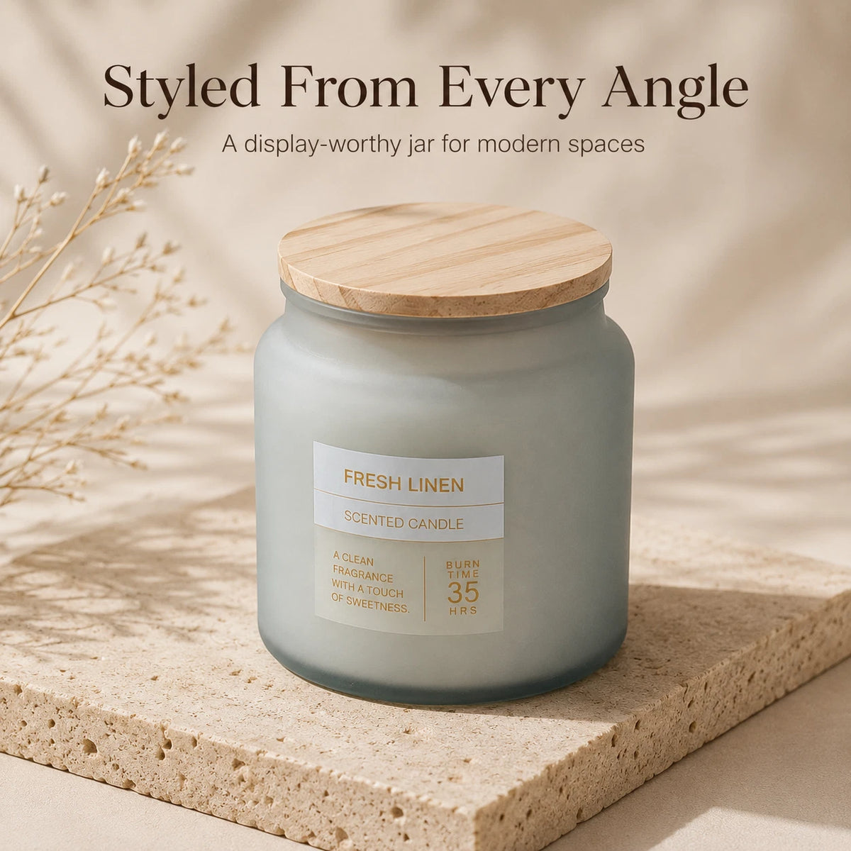 Scented Frosted Glass Jar Candle 300g – Approx. 35 Hour Burn Time – Choice of 4 Fragrances