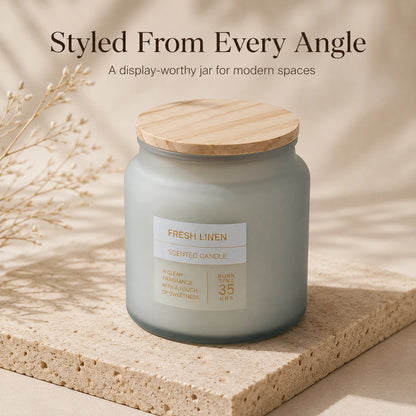 Scented Frosted Glass Jar Candle 300g – Approx. 35 Hour Burn Time – Choice of 4 Fragrances