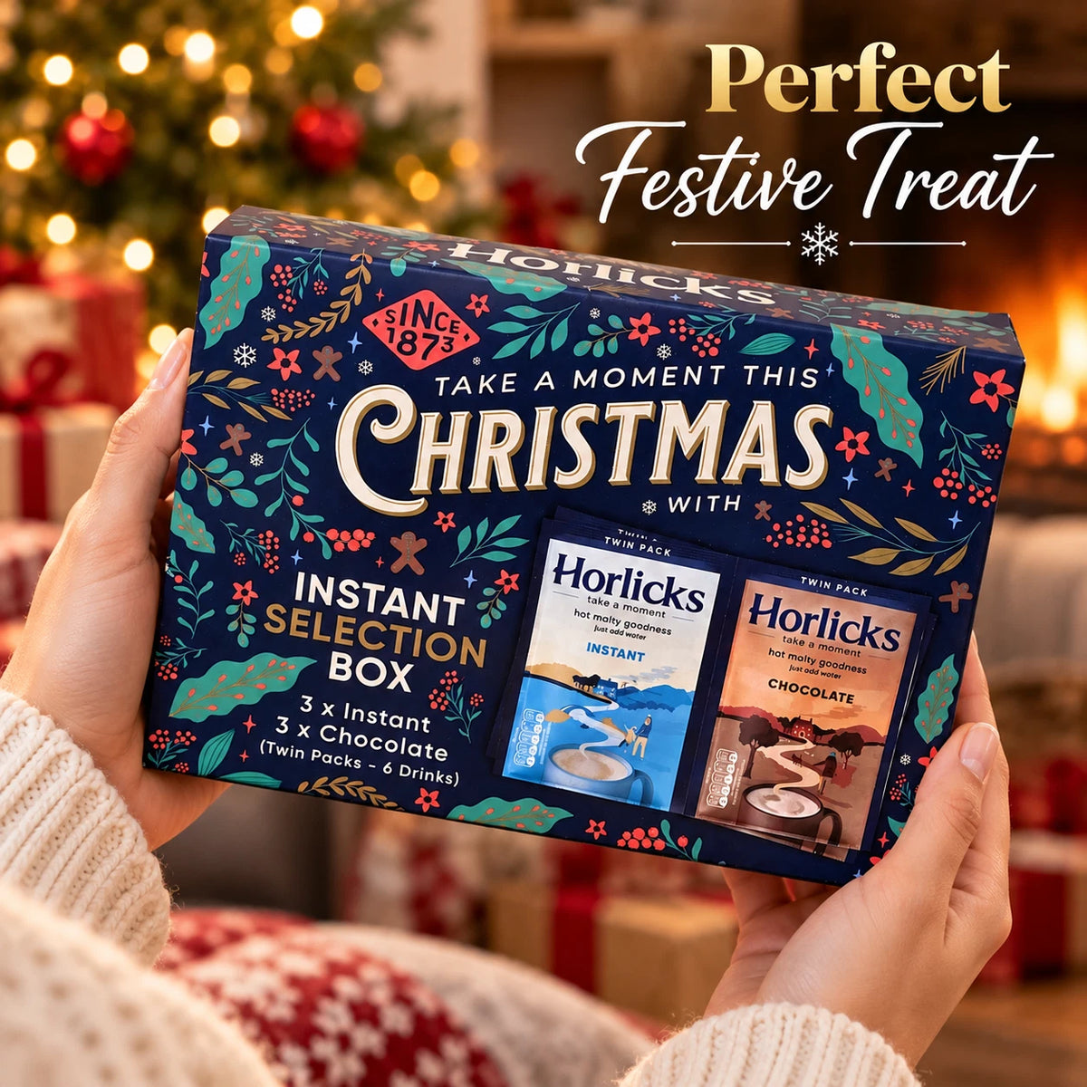 Horlicks Christmas Selection Box Original & Chocolate Malted Drinks 6 Sachets