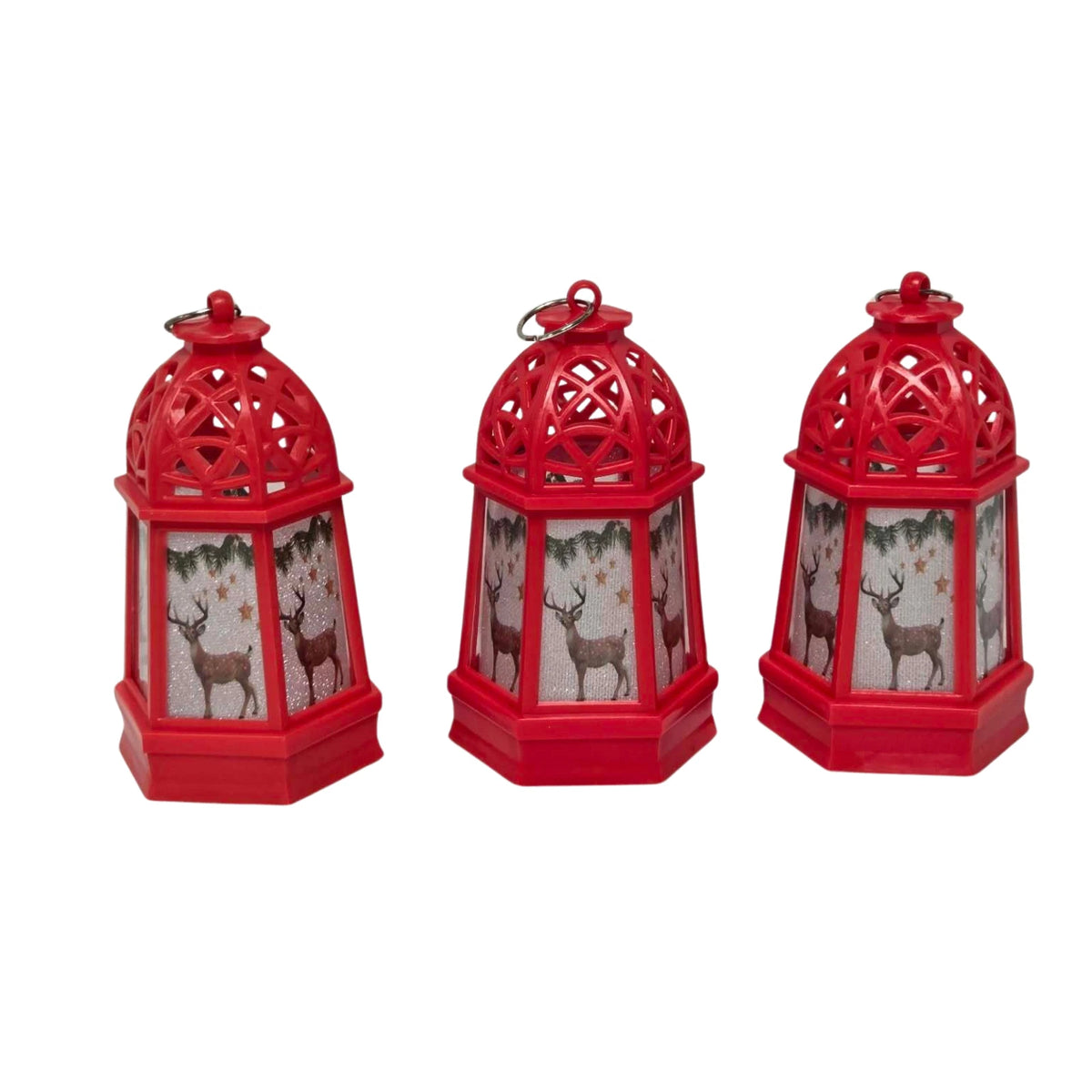 Christmas Mini LED Lanterns Pack of 3 Battery Operated Festive Lights 12cm