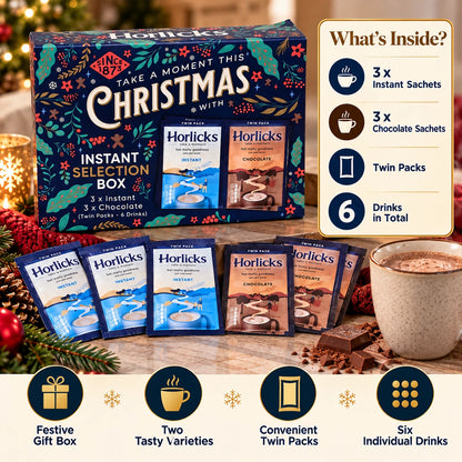 Horlicks Christmas Selection Box Original & Chocolate Malted Drinks 6 Sachets
