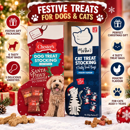 Christmas Dog & Cat Treat Stockings – Choose Dog, Cat or Both Festive Pet Gifts