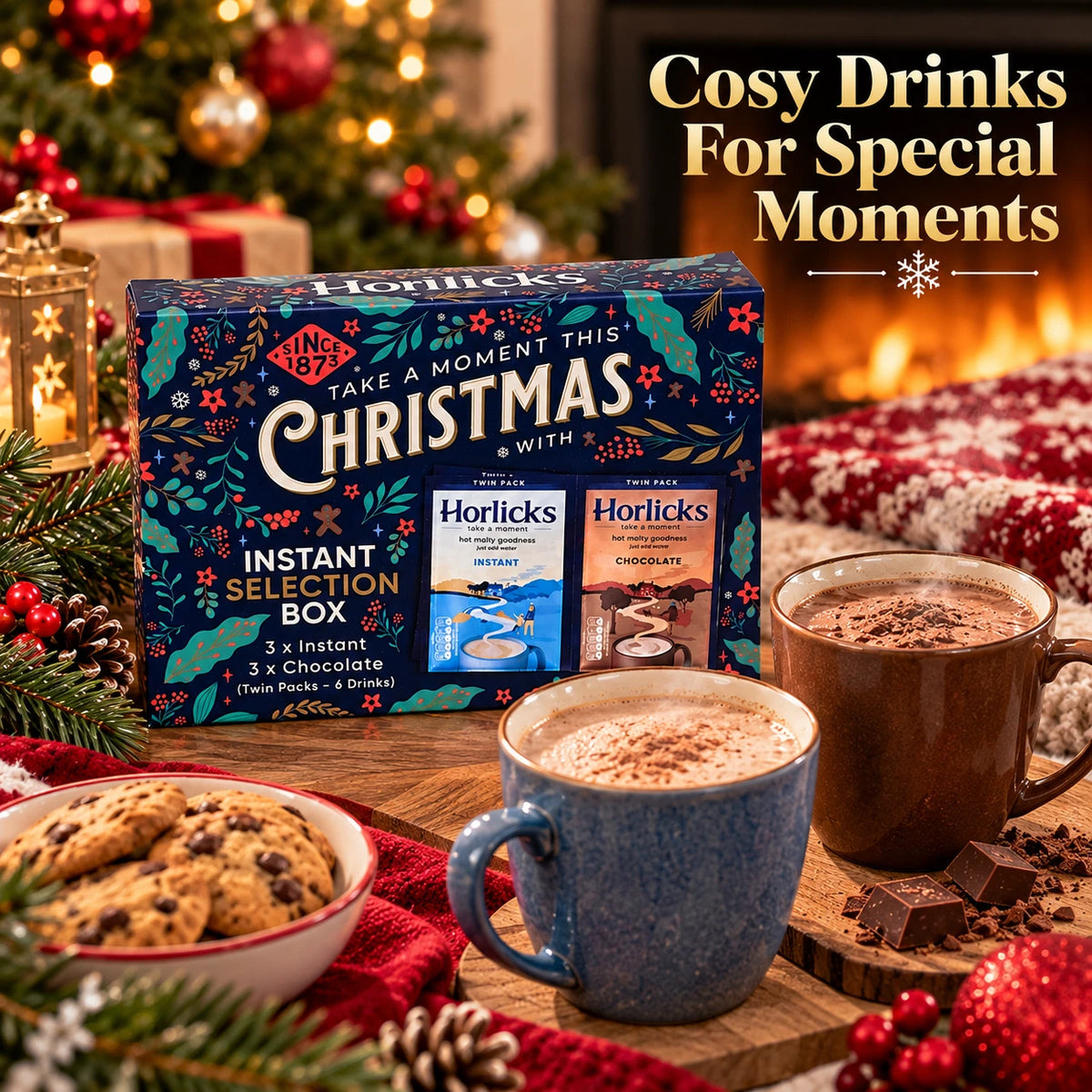 Horlicks Christmas Selection Box Original & Chocolate Malted Drinks 6 Sachets