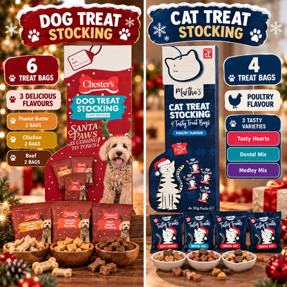 Christmas Dog & Cat Treat Stockings – Choose Dog, Cat or Both Festive Pet Gifts