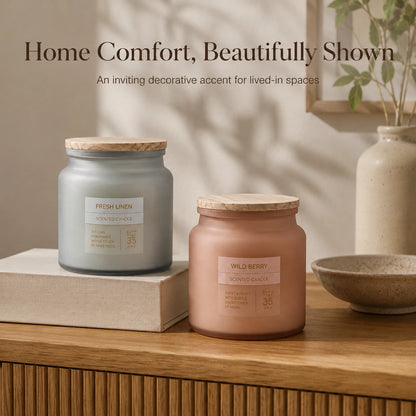 Scented Frosted Glass Jar Candle 300g – Approx. 35 Hour Burn Time – Choice of 4 Fragrances