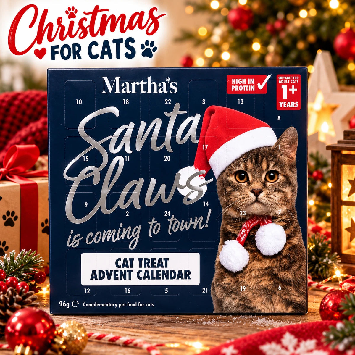 Martha’s Christmas Cat Treat Advent Calendar 96g – 120 Treats in 3 Flavours