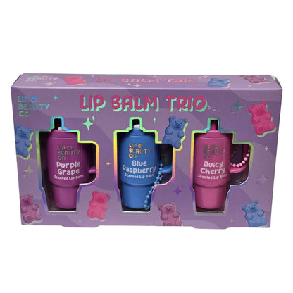 Lip Beauty Co Fruity Lip Balm Trio Gift Set – Grape, Raspberry & Cherry