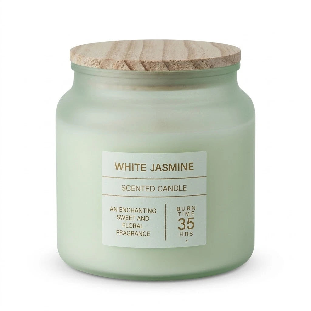 Scented Frosted Glass Jar Candle 300g – Approx. 35 Hour Burn Time – Choice of 4 Fragrances