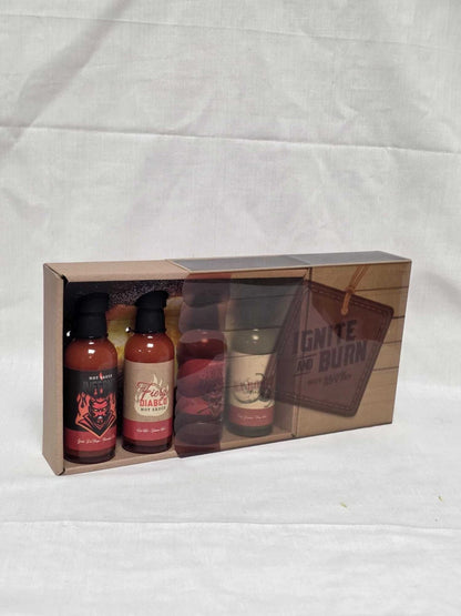 4 Bottle Hot Sauce Gift Set 180g – Red Chilli, Garlic, Jalapeño & Habanero Selection