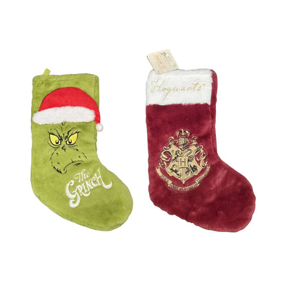 The Grinch or Harry Potter Hogwarts Christmas Stocking | 18 Inch Plush Hanging Decoration