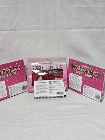 Henbrandt Hen Party Furry Handcuffs – Novelty Adult Accessory – Pink, Red or Black