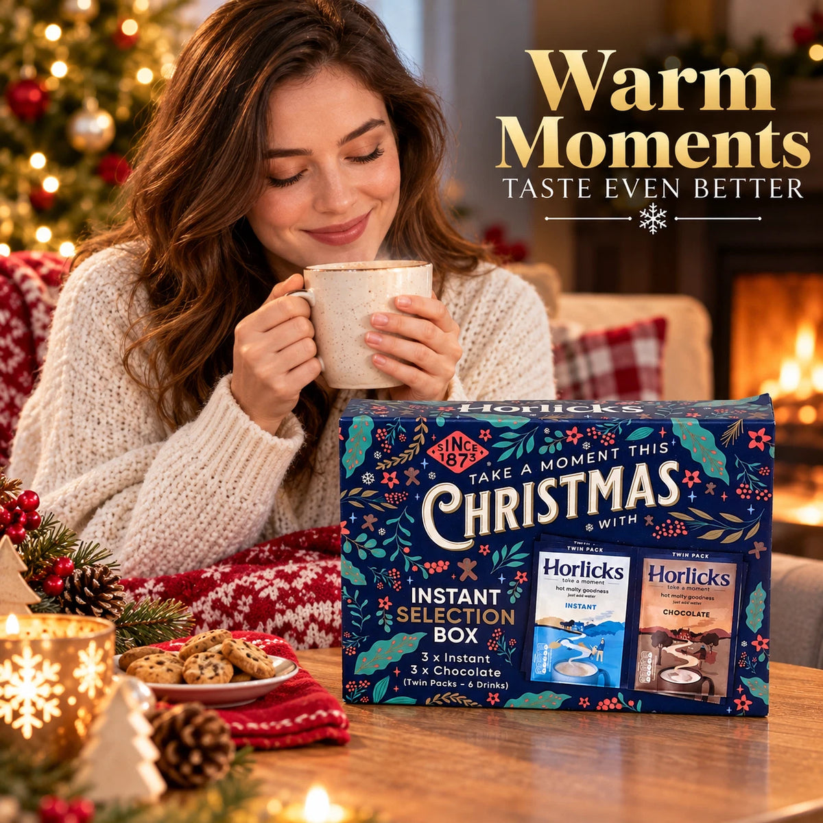 Horlicks Christmas Selection Box Original & Chocolate Malted Drinks 6 Sachets