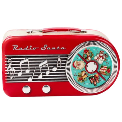 Christmas Santa Radio Shortbread Biscuit Tin 200g – Red Retro Keepsake Gift Tin