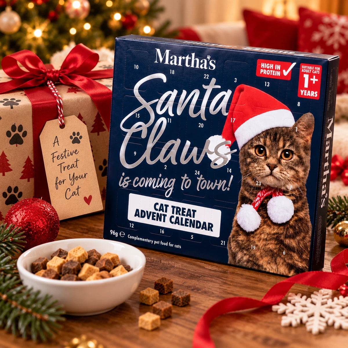 Martha’s Christmas Cat Treat Advent Calendar 96g – 120 Treats in 3 Flavours