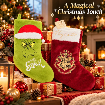 The Grinch or Harry Potter Hogwarts Christmas Stocking | 18 Inch Plush Hanging Decoration