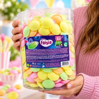Frisia Sour Mix Flying Saucers 625g Drum – Approx. 500 Sherbet Wafer Sweets