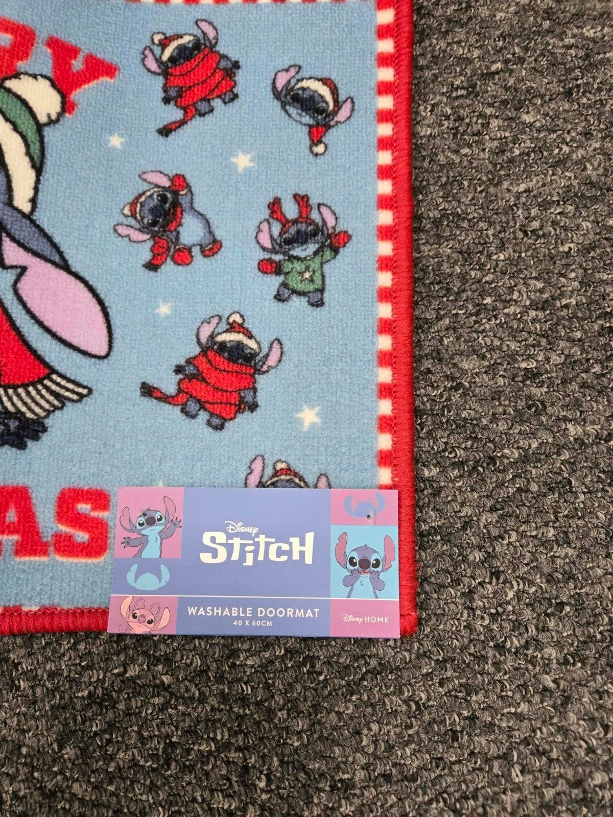 Stitch Merry Stitchmas Christmas Doormat Washable Festive Mat 60 x 40cm