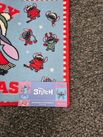 Stitch Merry Stitchmas Christmas Doormat Washable Festive Mat 60 x 40cm