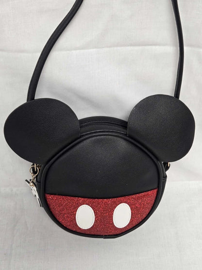 Girls Round Backpack Black with Red Polka Dot Bow & Ears | Kids Mini Nursery Travel Bag