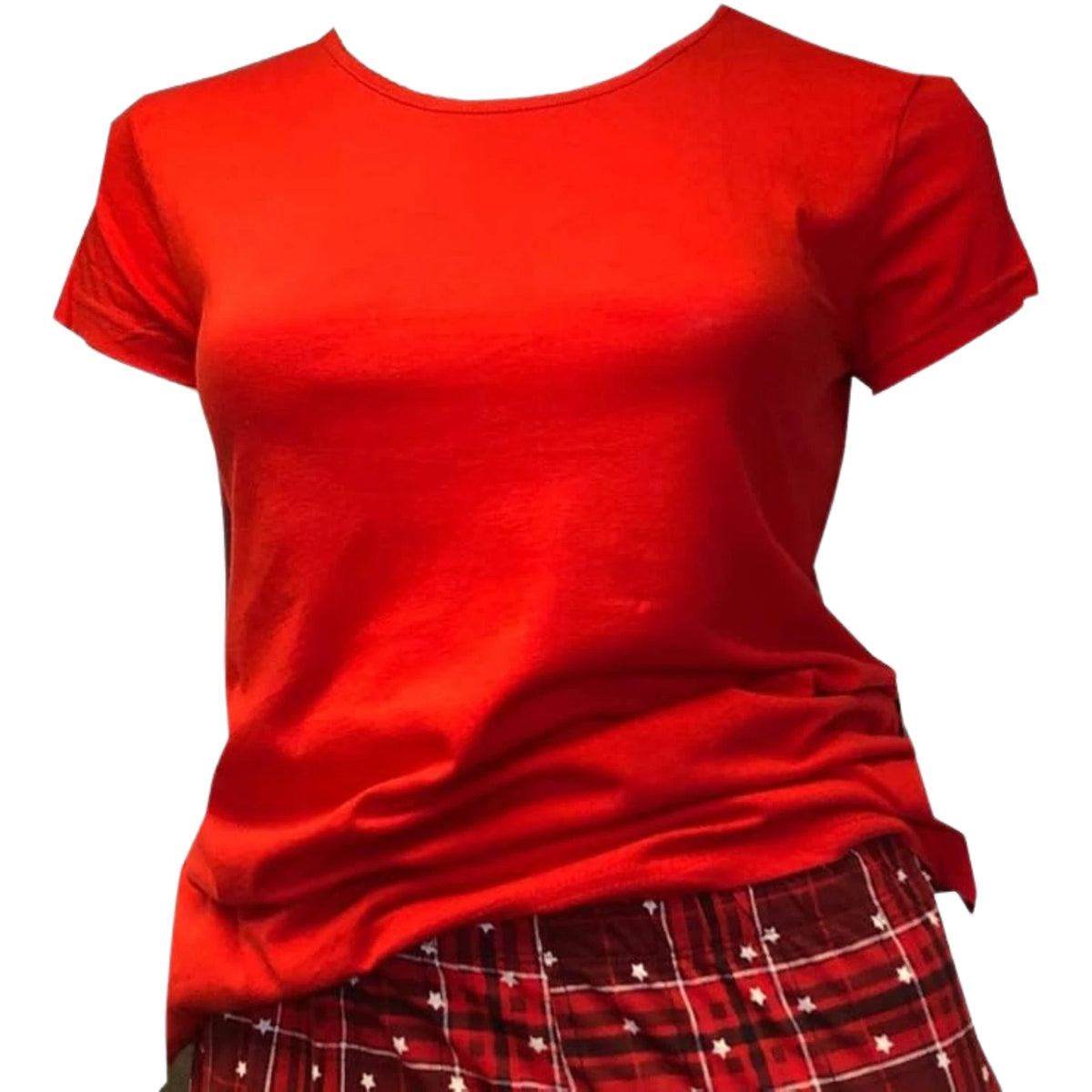 Marks & Spencer Womens Cotton Pyjama Set Red Checked Trousers UK 6–8