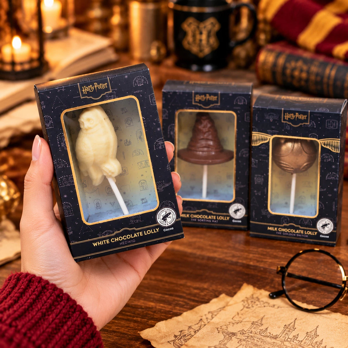 Harry Potter Chocolate Lollipop 30g | Hedwig, Sorting Hat or Golden Snitch | Boxed Sweet Gift