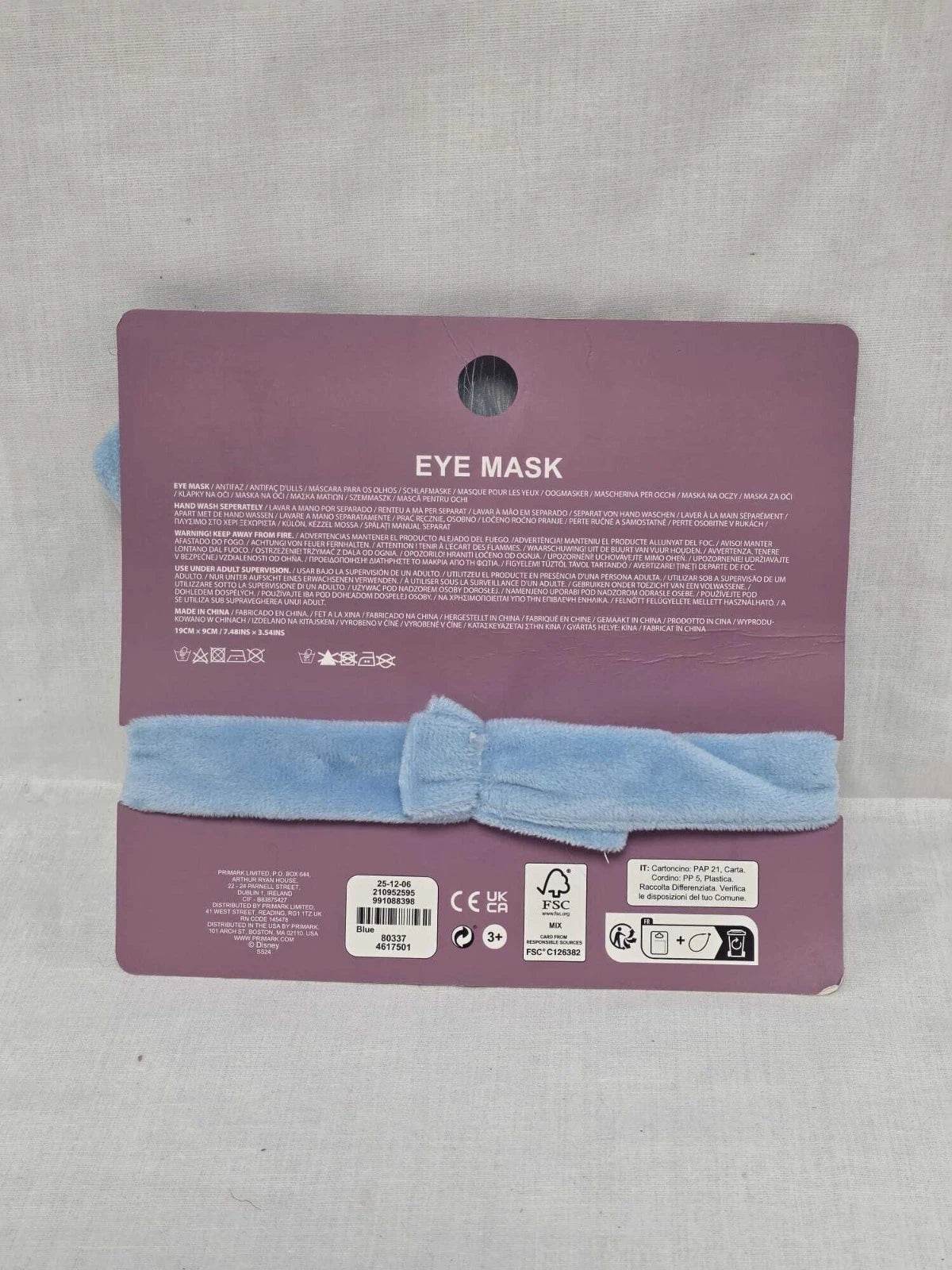 Blue Plush Character Sleep Eye Mask with 3D Ears & Elasticated Strap – Travel & Relaxation