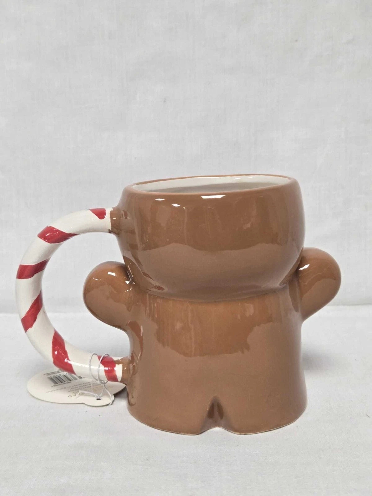 Gingerbread Man Christmas Mug with Red & White Candy Cane Handle