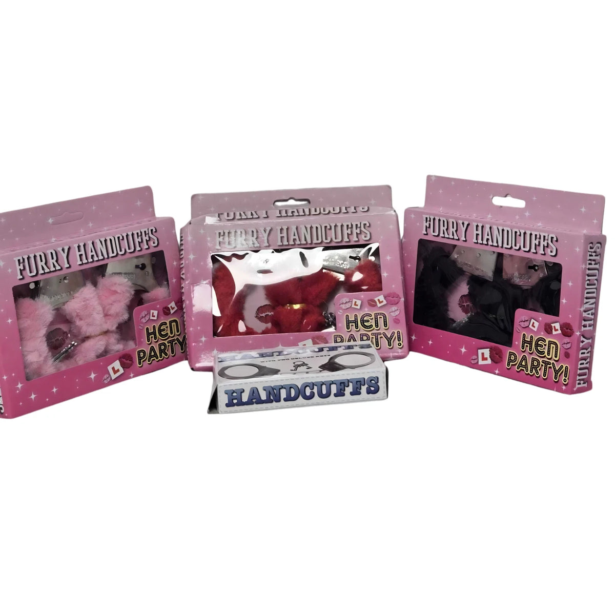 Henbrandt Hen Party Furry Handcuffs – Novelty Adult Accessory – Pink, Red or Black