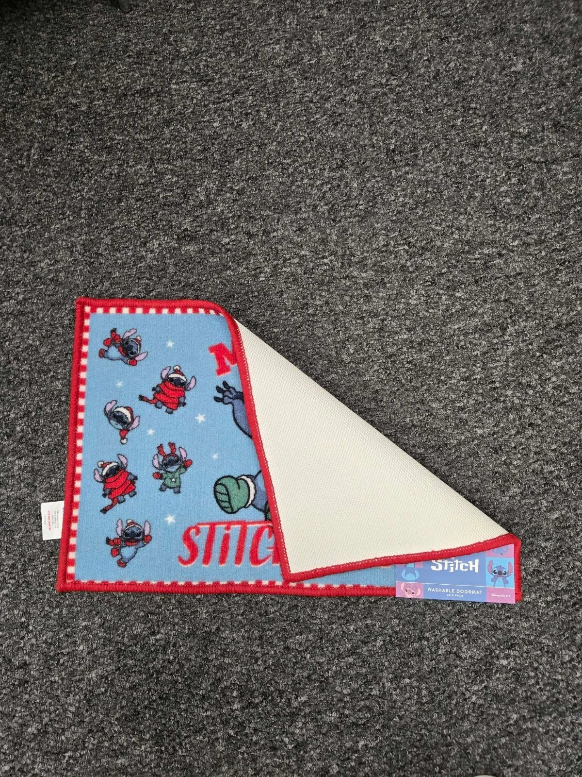 Stitch Merry Stitchmas Christmas Doormat Washable Festive Mat 60 x 40cm