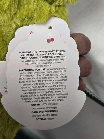 The Grinch Hot Water Bottle 1L Green Fluffy Plush Cover Christmas Gift