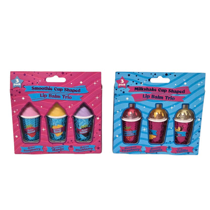 Fruity Lip Balm Trio Gift Set Milkshake or Smoothie Cups 3 x 3.8g
