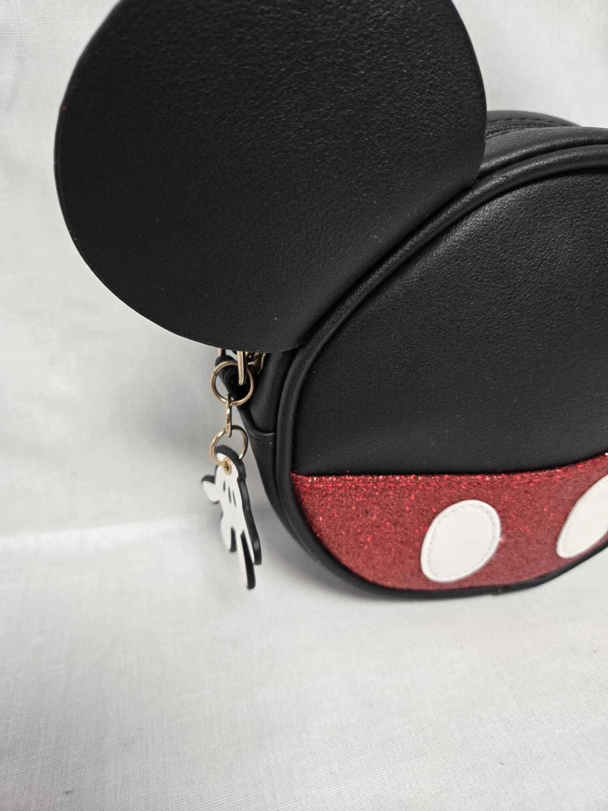 Girls Round Backpack Black with Red Polka Dot Bow & Ears | Kids Mini Nursery Travel Bag