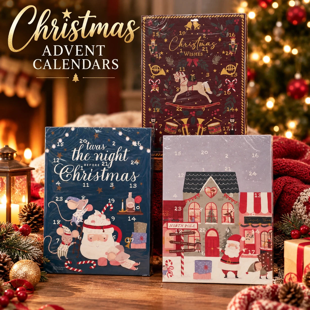 Christmas Advent Calendar 24 Day Cocoa & Hazelnut Treats – 3 Designs