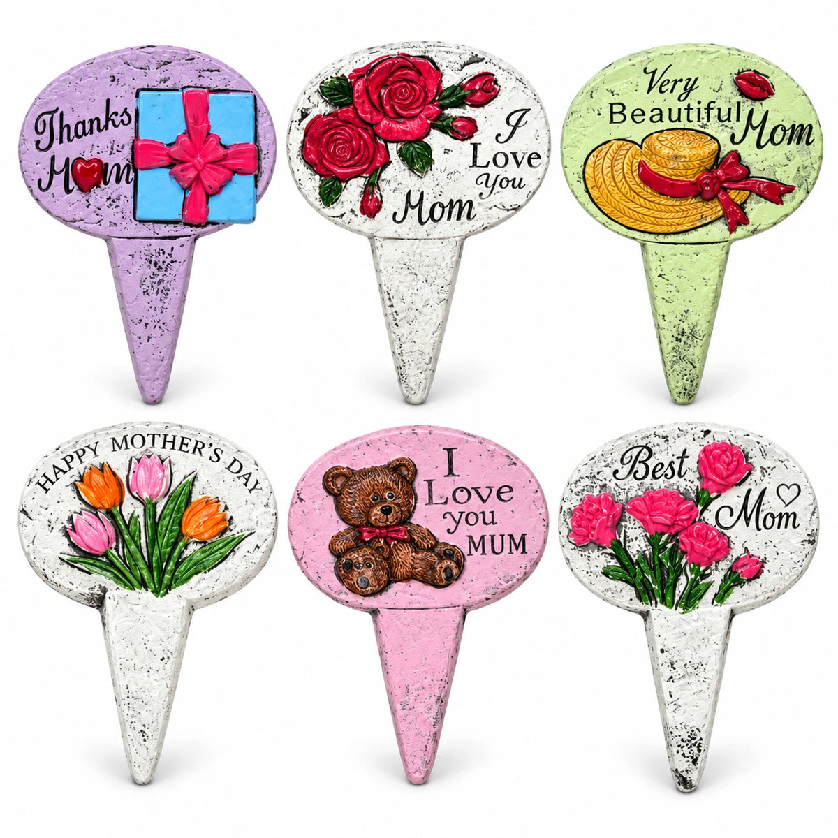 Mother's Day Decorative Plant Pot Stakes Mum Gift Single Design or Pack of 6