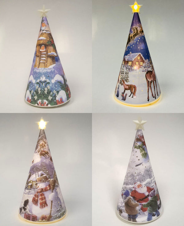Radiant Christmas LED Light-Up Cone Star Table top Decoration Lantern
