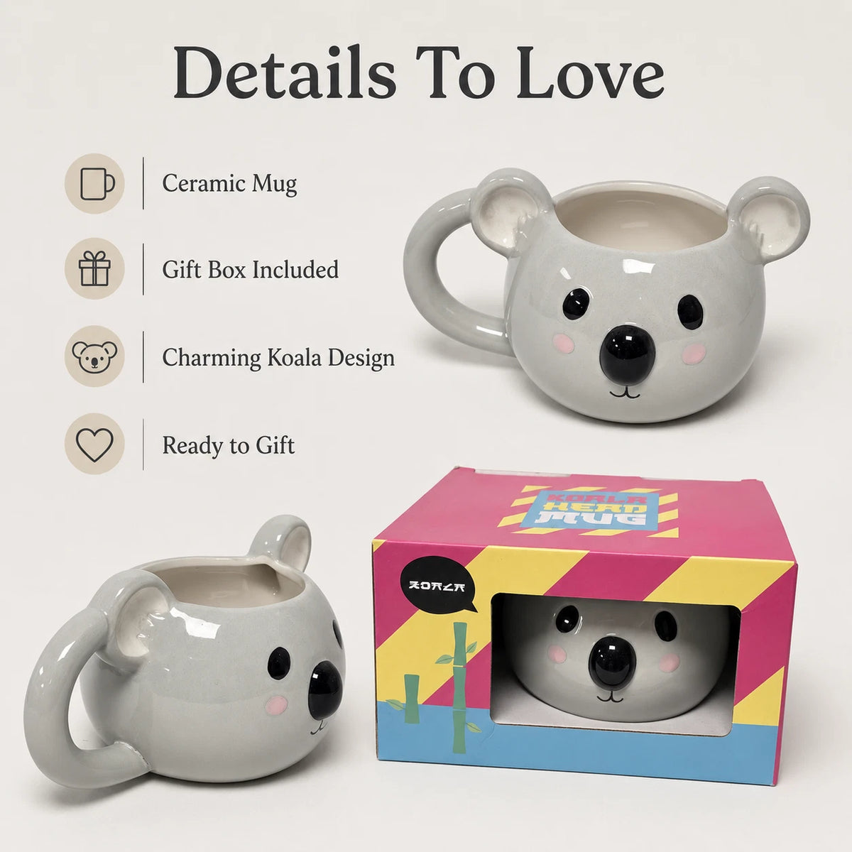 Novelty Ceramic Character Mug – Choice of 7 Animal & Santa Designs