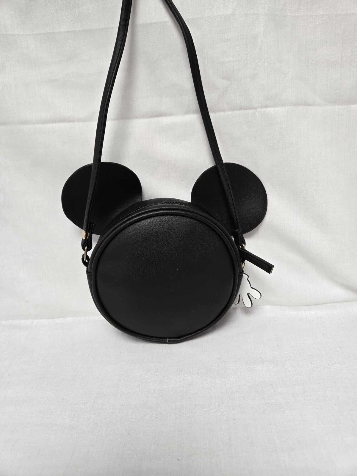 Girls Round Backpack Black with Red Polka Dot Bow & Ears | Kids Mini Nursery Travel Bag