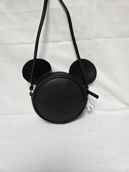 Girls Round Backpack Black with Red Polka Dot Bow & Ears | Kids Mini Nursery Travel Bag
